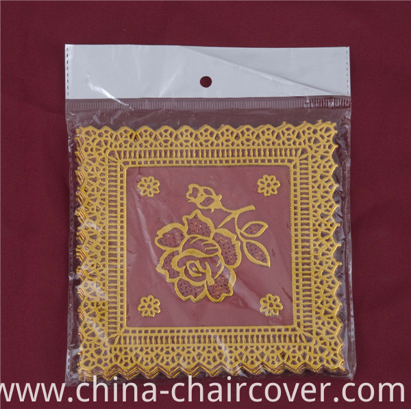 12.5*12.5cm Square Shape PVC Gold Lace Tablemat Feature Oilproof/Waterproof and Wedding